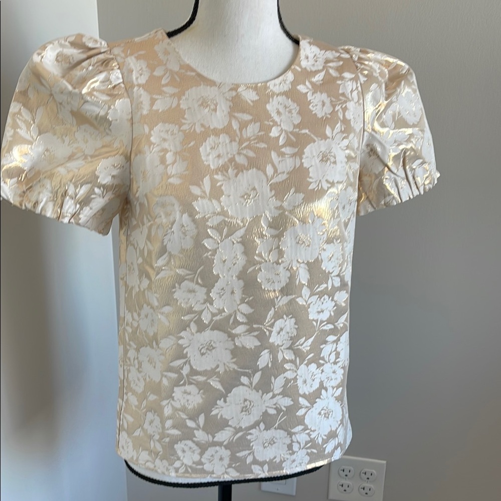 Floral Puff Sleeve Top - Cream